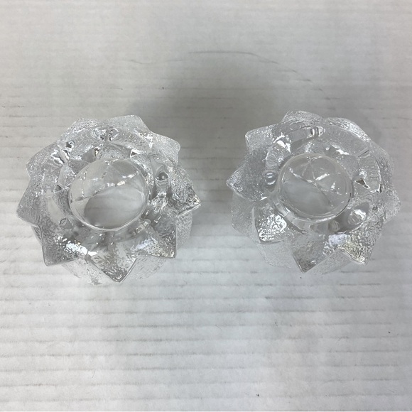 Set Of 2 Orrefors Firefly Sweden Crystal Votive Holders By Berit Johansson - Picture 4 of 4